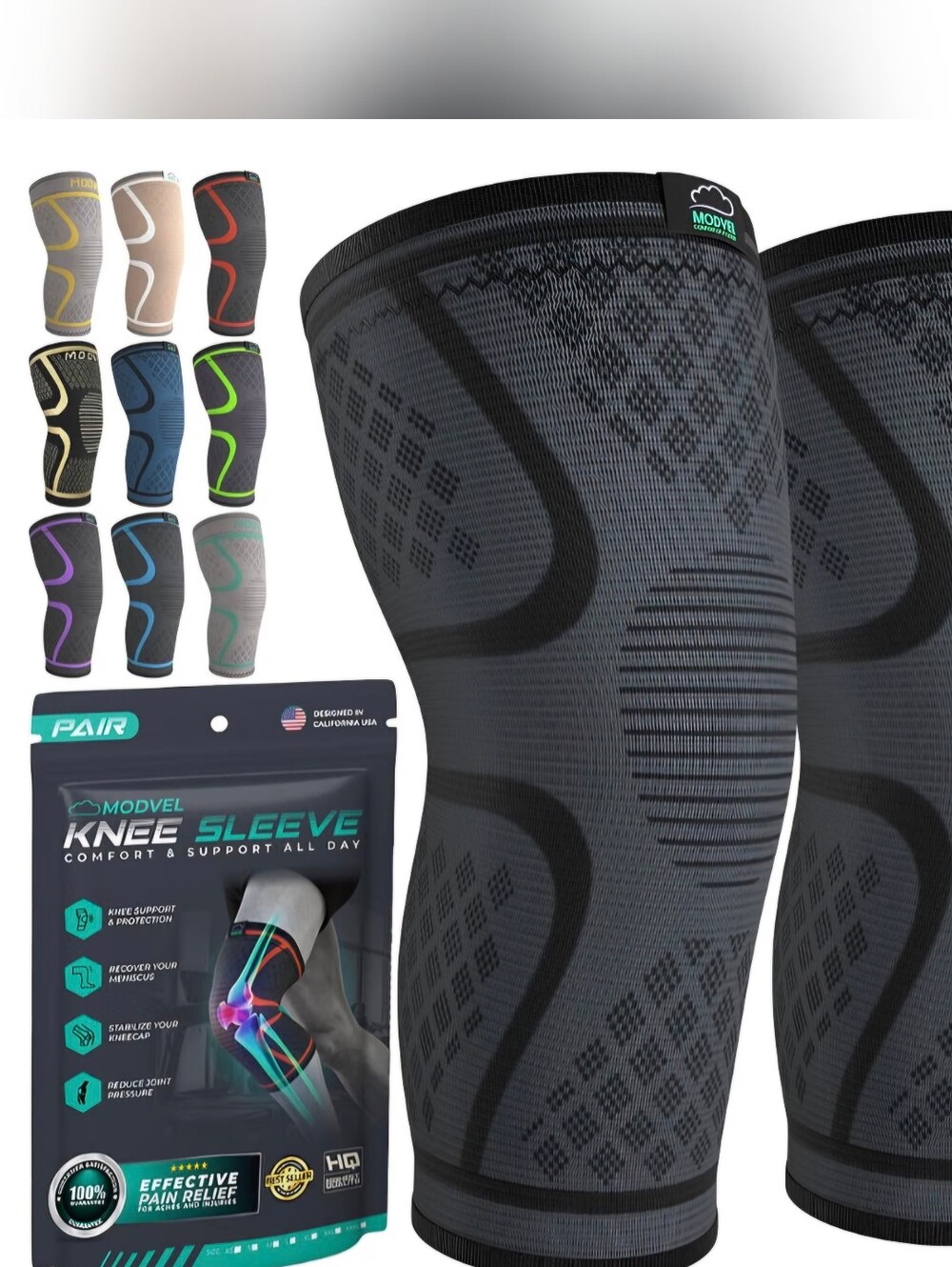 Brand New Compression Knee Sleeve Pair - Black. Size Xl..unisex